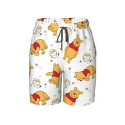 Winnie The Poo Boys Swim Trunks with Mesh Liner Bathing Suits Quick Dry Beach Boards Shorts Kids Youth Teen